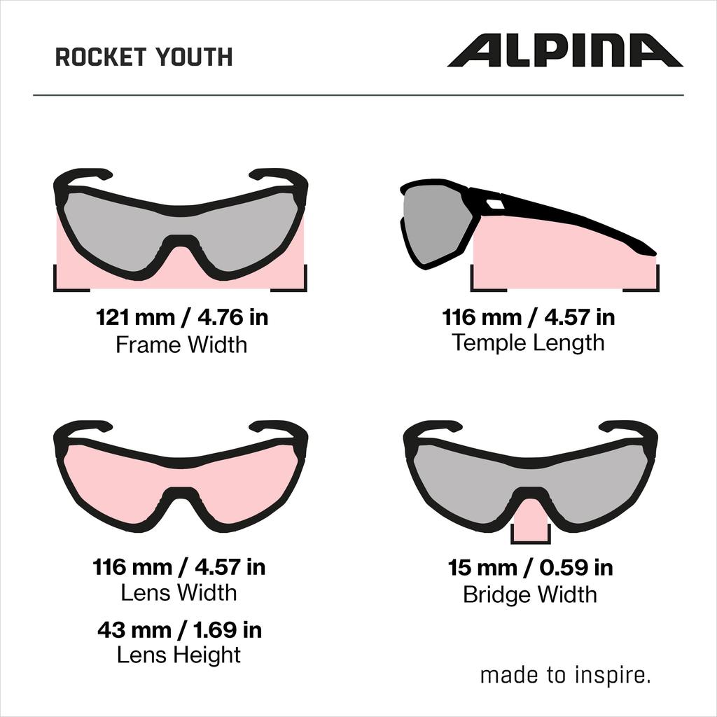 Спортивные солнцезащитные очки ROCKET YOUTH [Alpina] для детей, защита от УФ, регулируемая переносица, стиль, накладки,