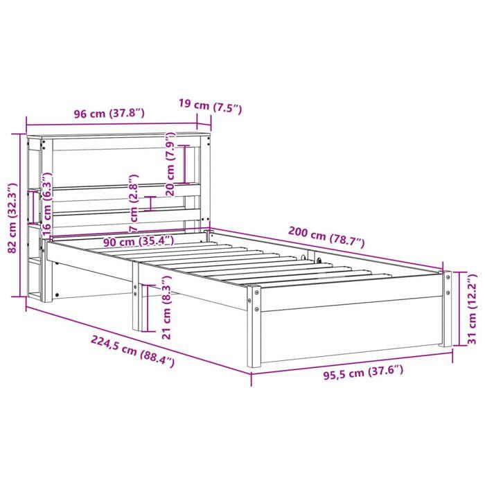 VidaXL Bed Frame with Headboard Without Mattress 90x200 Cm 3305989
