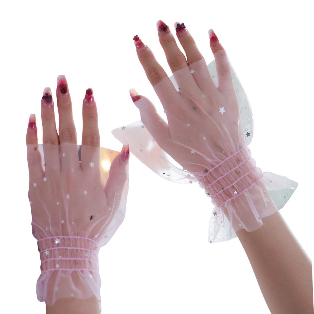 Star Glitters Mesh Arm Sleeves For Nail Photography Studio Breathable Shining Cuff Sleeves Armwear Fashion Accessories