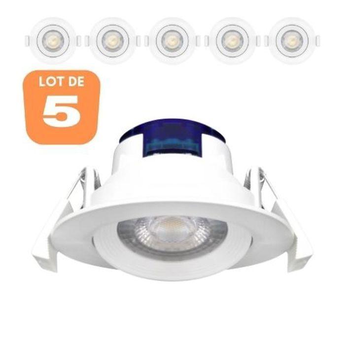 Lot de 5 Spots LED encastrables rond blanc 5W IP20 6500K
