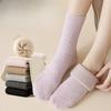Female Autumn and Winter Plus Velvet and Thick Warm Wool Circle Snow Home Floor Heat Storage Tube Socks