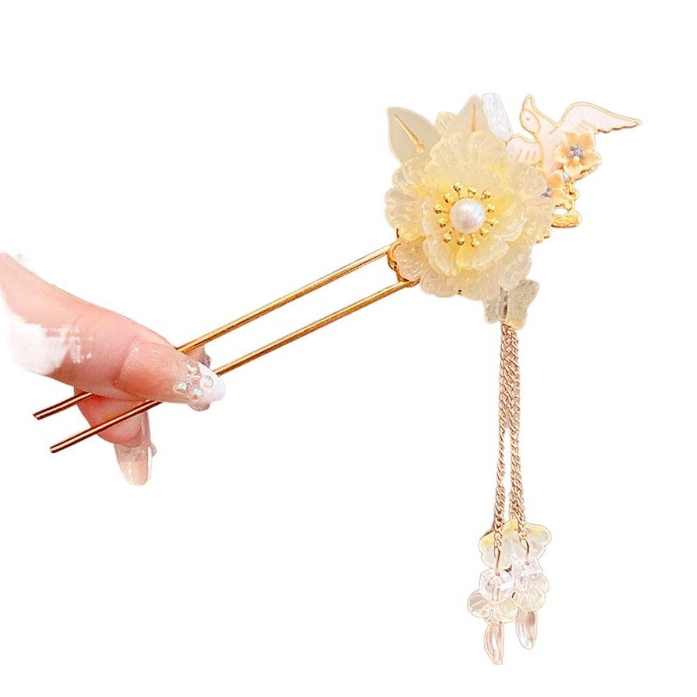 Ancient Style Peach Blossom Hairpin Classic Chinese Headwear Sweet Pendant Hair Stick Women