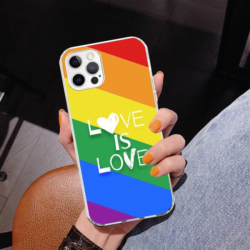 Love Is Love LGBT Rainbow Phone Case For iPhone 17 Air 16 Pro Max 16E 15 + 14 Plus 11 12 13 Mini 7 8 SE Gift Print Cover Fundas