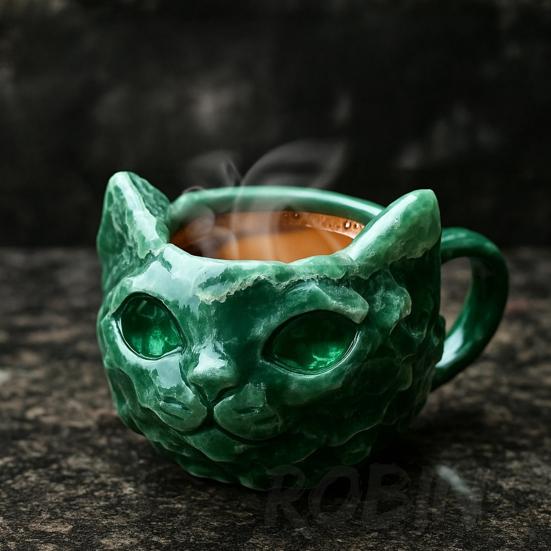 Кружка ручной работы с искусственным кристаллом в виде кошачьей мордочки, кружка-жеода с котенком из смолы и минералов для кофе и чая, уникальный художественный декор, подарок для семьи, друзей, любителя кошек