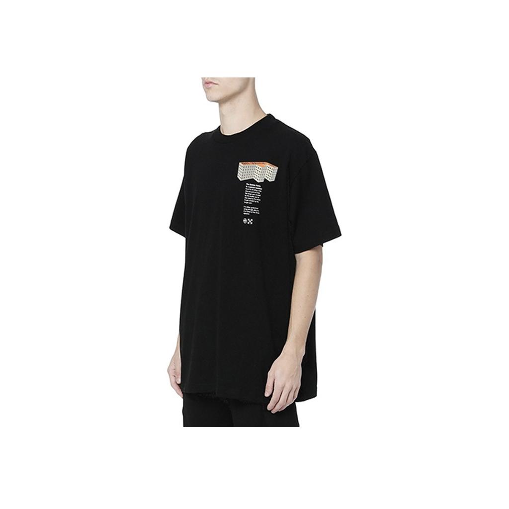 Off-White Футболка с коротким рукавом и логотипом Rationalism, мужские топы, черный OMAA038R201850071088