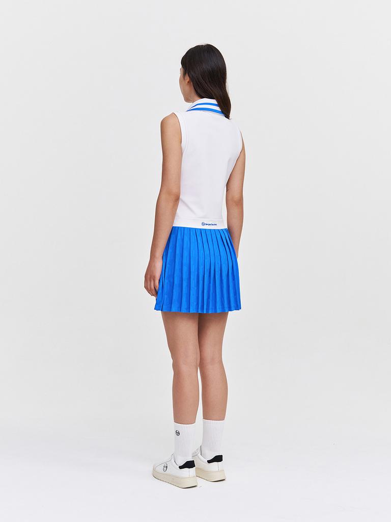 SERGIO TACCHINI W Resort Платье без рукавов с принтом, плиссировкой и молнией на половину воротника (Темно-синий)