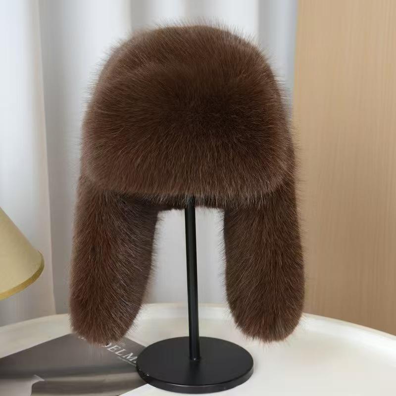 Thickened Lei Feng hat in winter, ear protection, windproof and warm, men's and women's cycling plush hat, fox hair cold hat