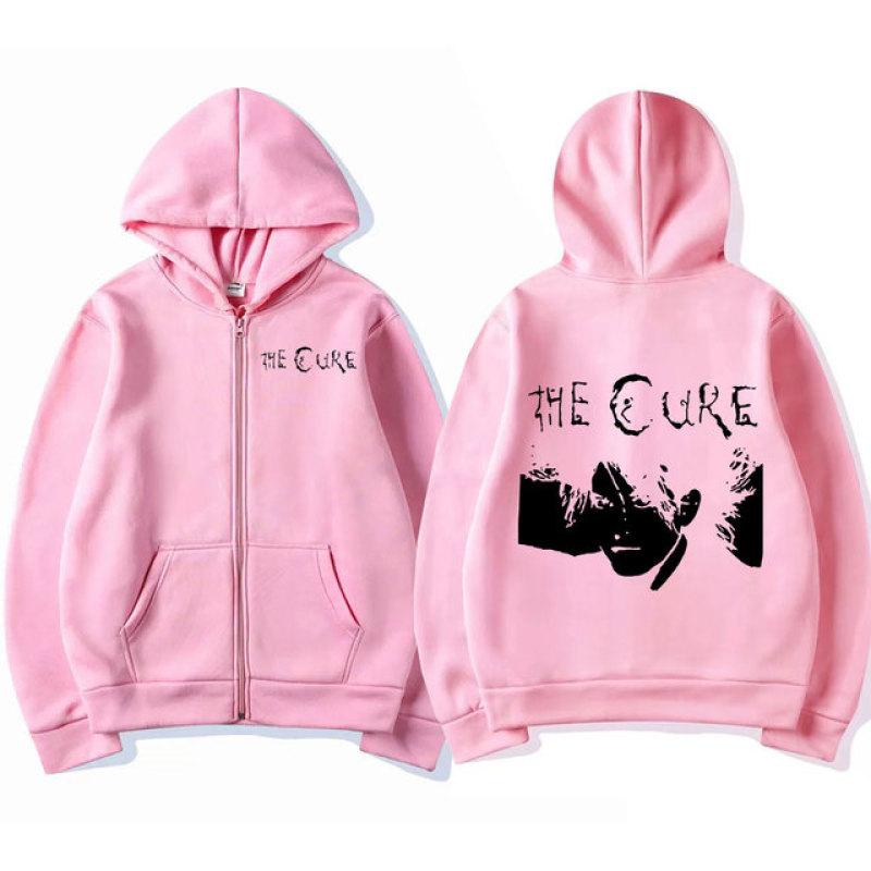 1986 The Cure Robert Smith Zipper Hoodies Gothic Graphic Print Hoodie Sweatshirt Oversized Rock Band Hip Hop Men's Zip Up Jacket