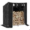 VidaXL Firewood Rack and Rain Cover Galvanized Steel, Log Storage, Fireplace Log Holder, 4104937