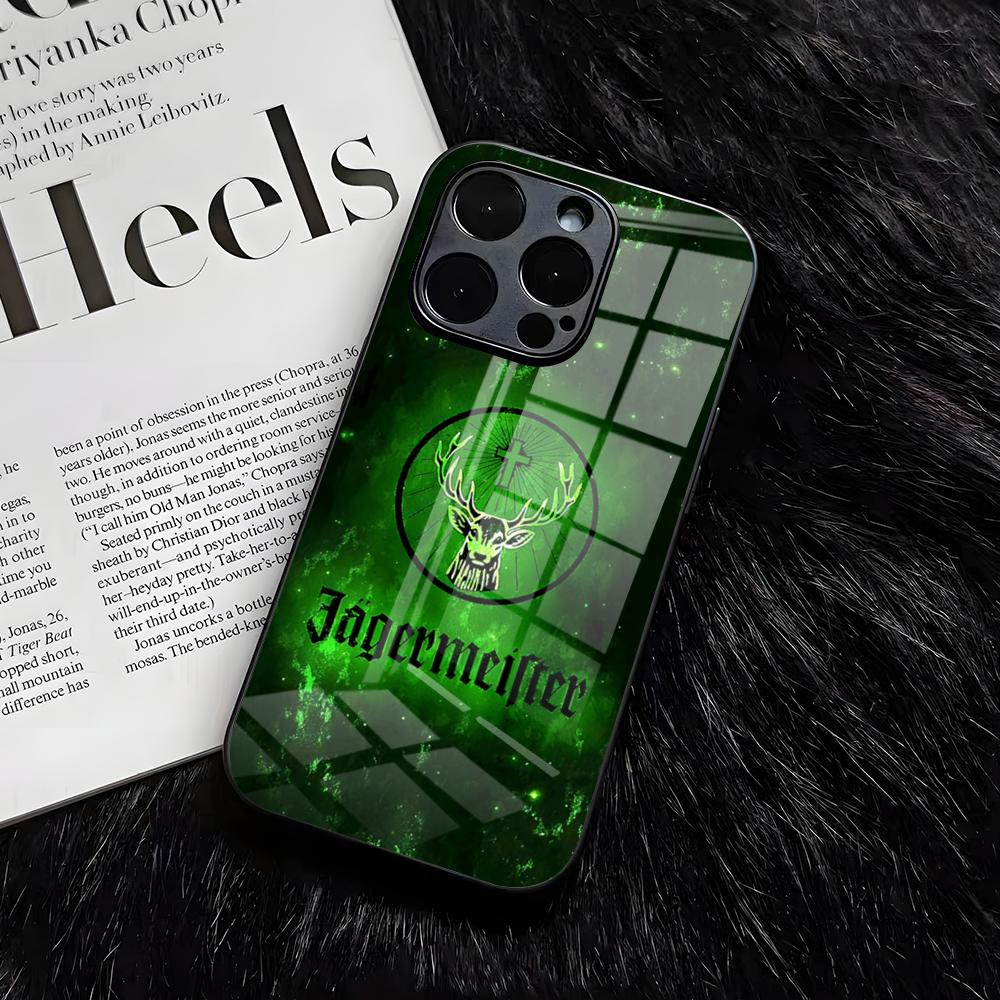 Горячий чехол для телефона J-Jagermeisters для IPhone 17 Air 16 E Pro Max 15 14 13 Mini 12 Pro 11 Max Plus Черная стеклянная крышка