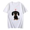 Black and Tan Dachshund with Heart Retro Y2K Funny T-Shirt Female Summer Cute Cartoon Wiener Dog Fashion Tee Top Casual Tops 2k
