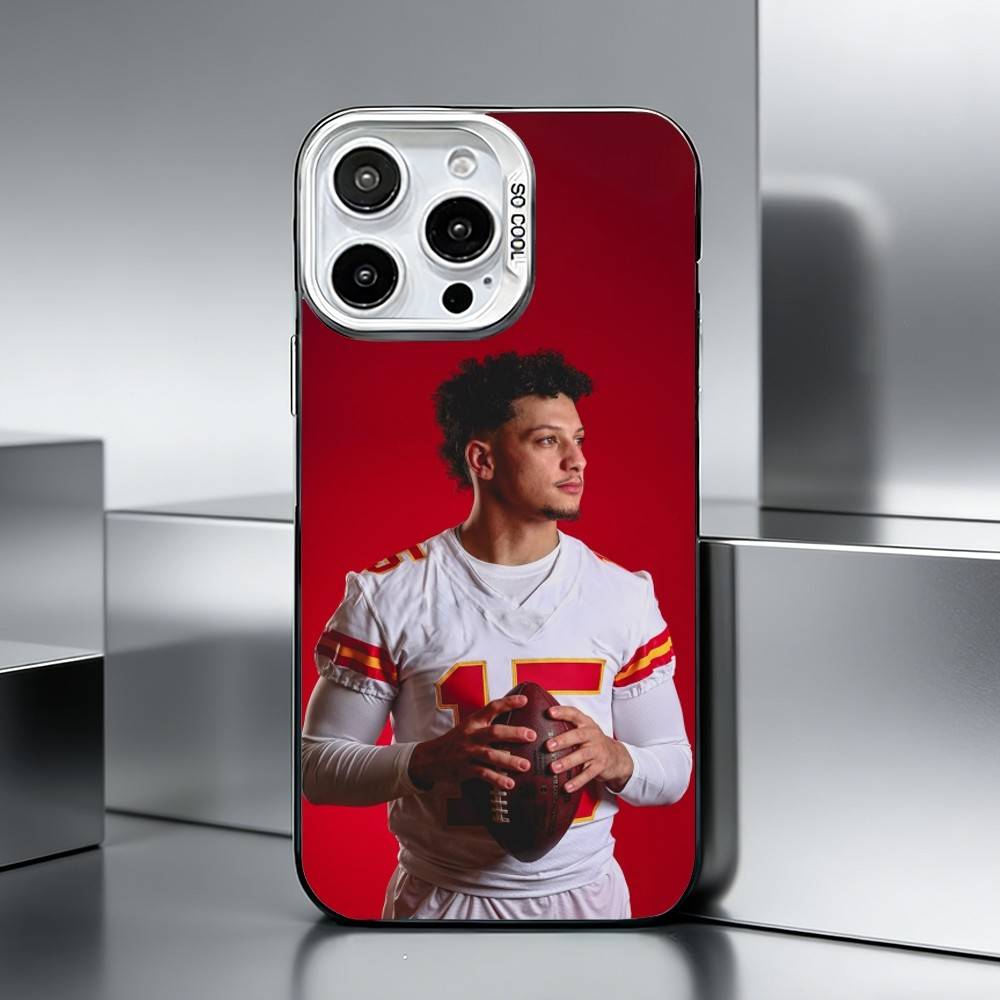 A-American Football P-Patrick Mahomes Phone Case For iPhone 17,16,15,14,13,12,11 Plus,Pro Max,XS,Colored silver phone case