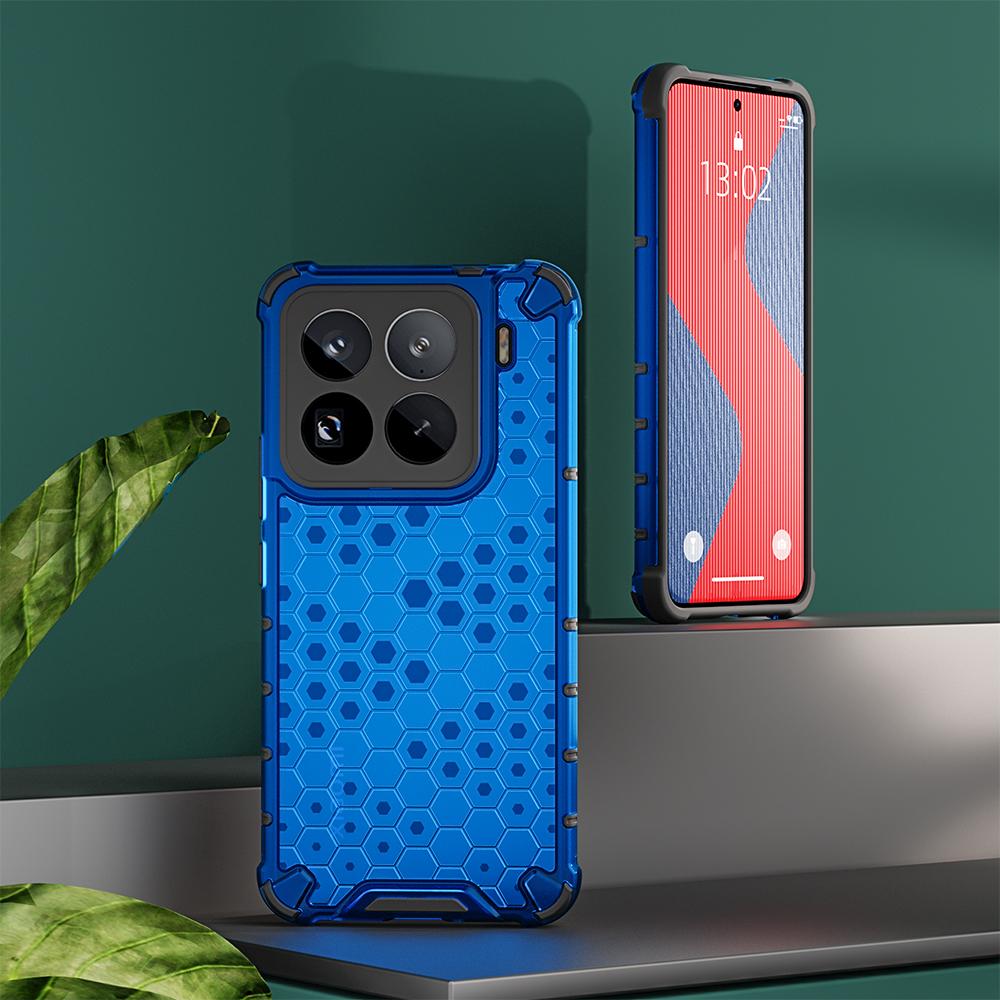 KEYSION Shockproof Armor Case for Xiaomi 15 5G Soft Silicone+PC Transparent Honeycomb Phone Back Cover for Xiaomi 15 Pro 5G