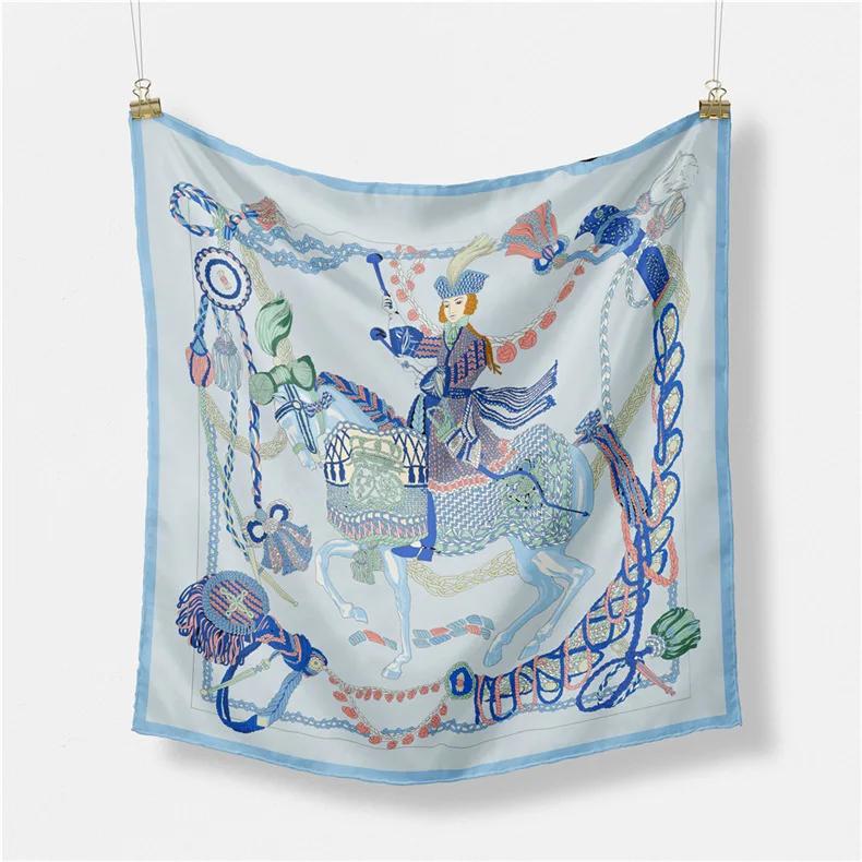 Luxury Print Silk Square Scarf Women Spring Neck Tie Shawl Wraps Female 53cm Hair Hand Wrist Headkercheif Hijab Bandana