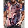 Summer Round Neck 3D Anime Character Print Top Fashionable Casual Short Sleeved Men's T-shirts