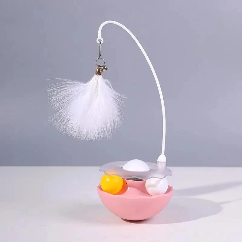 Tumbler Cat Toy Removable Stick Feather Scratching Ball Anti-Bite Turntable Interactive Toy Interesting Pet Supplies cat toys