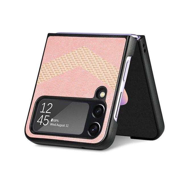 Гибридный цветной кожаный защитный складной чехол для Samsung Galaxy Z Flip 4 5g Flip4 матовый с защитой от падения Zflip4 Funda