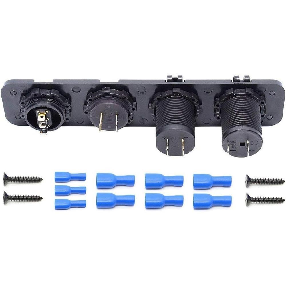 Двойное зарядное устройство USB + светодиодный вольтметр + розетка 12 В / 24 В 3 в 1 многофункциональная панель с тремя отверстиями для грузовика, прицепа, лодки, кемпера, автодома