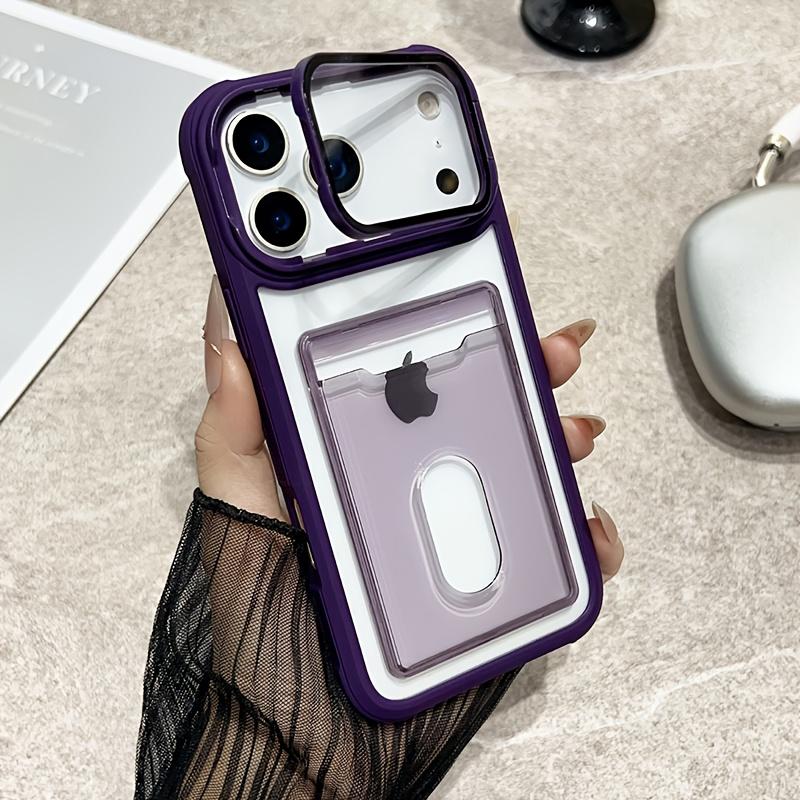 Роскошный Кошелек-Кардхолдер с Слотами Прозрачный Чехол для iPhone 17 Air 16 15 14 13 12 11 Pro Max Складная Подставка-Держатель для Линз Ударопрочный Чехол