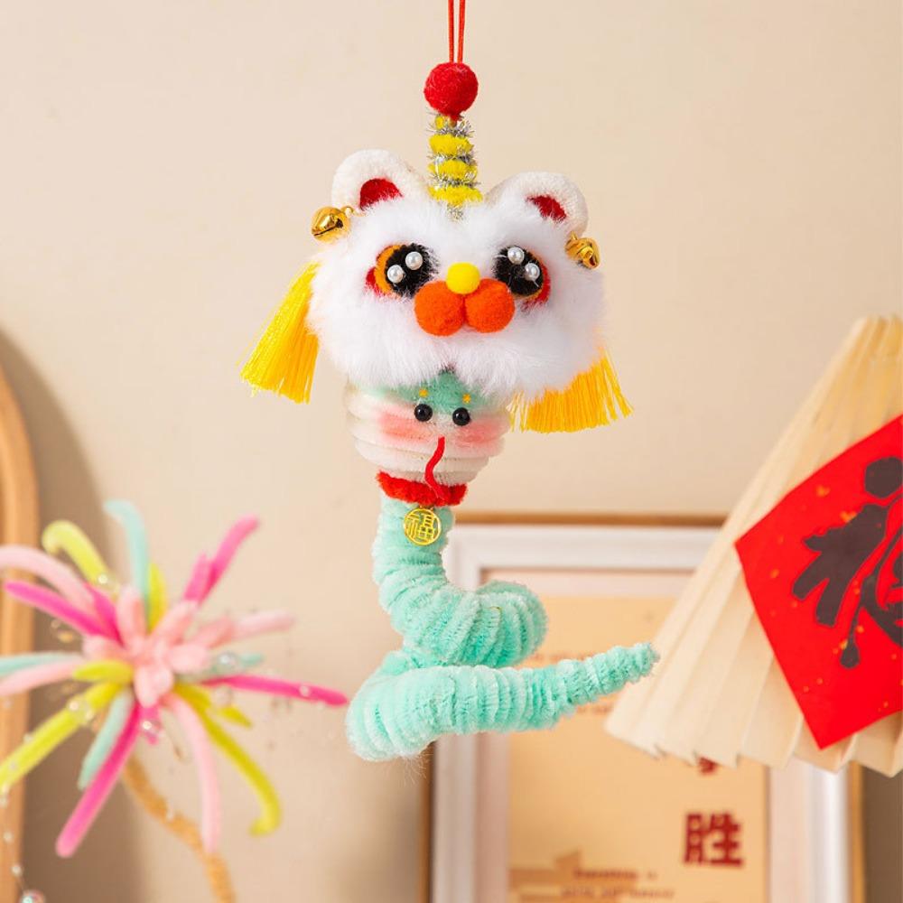 Iron Wire Strip Stick Handmade Plush New Year Craft Lunar Snake Year Ornament  Festival Decor