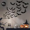 Coogam Halloween 3D Bats Decoration, 60PCS 4 Sizes Realistic PVC Scary Bats Window Decal Wall Stickers for DIY Home Bathroom Indoor Hallowmas