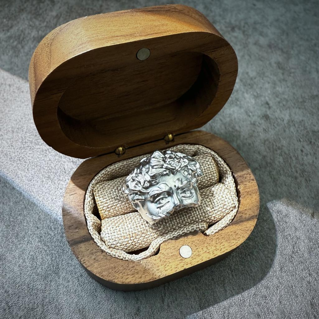 Ретро Полулицо Давид Регулируемое Открытое Кольцо Для Мужчин Панк Готика Дерзкий Медь Циркон Унисекс Аксессуары Искусство Ренессанса Подарок