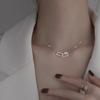 925 Sterling Silver Interlocking Double Ring Paper Clip Charm Necklace for Women Clavicle Necklace Wedding Jewelry S-N698
