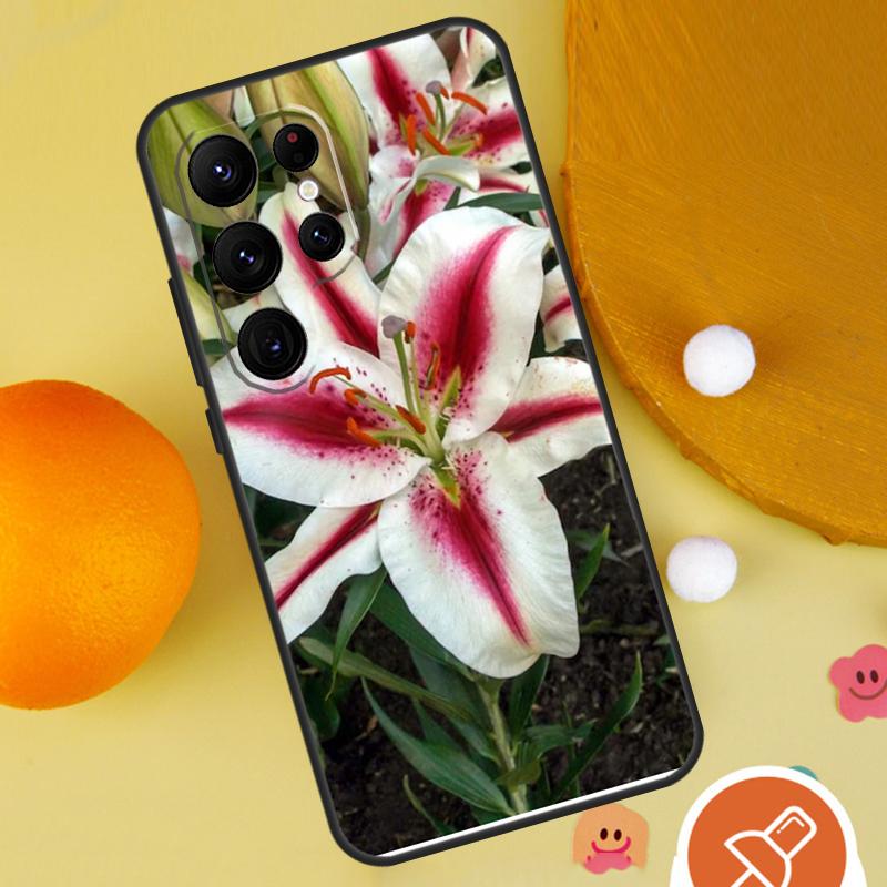 Чехол с цветами лилии для Samsung Galaxy S25 Ultra S24 S23 S22 S21 Ultra S9 S10 S20 Plus S24 FE Funda Cover