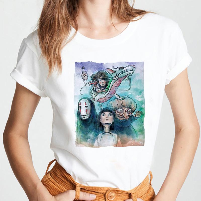 Мужские футболки Faceless Manga Print Summer из чистого хлопка с круглым вырезом и короткими рукавами для женщин