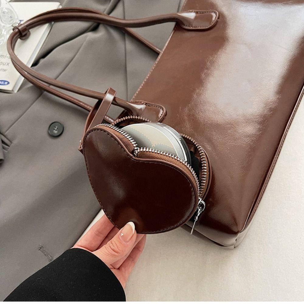 Solid Color Glossy Black Shoulder Bag Korean Style Small Square Bag French Underarm Bag Girls