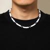 Men Necklace Black White Bicolor Polymer Clay Retro Beaded Casual Bohemia Clavicle Necklace Fashion