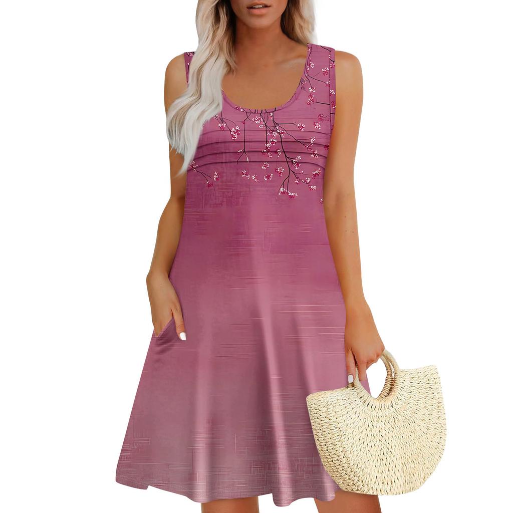 Womens Summer Dresses Loose Sleeveless Sundresses Dress With Pockets