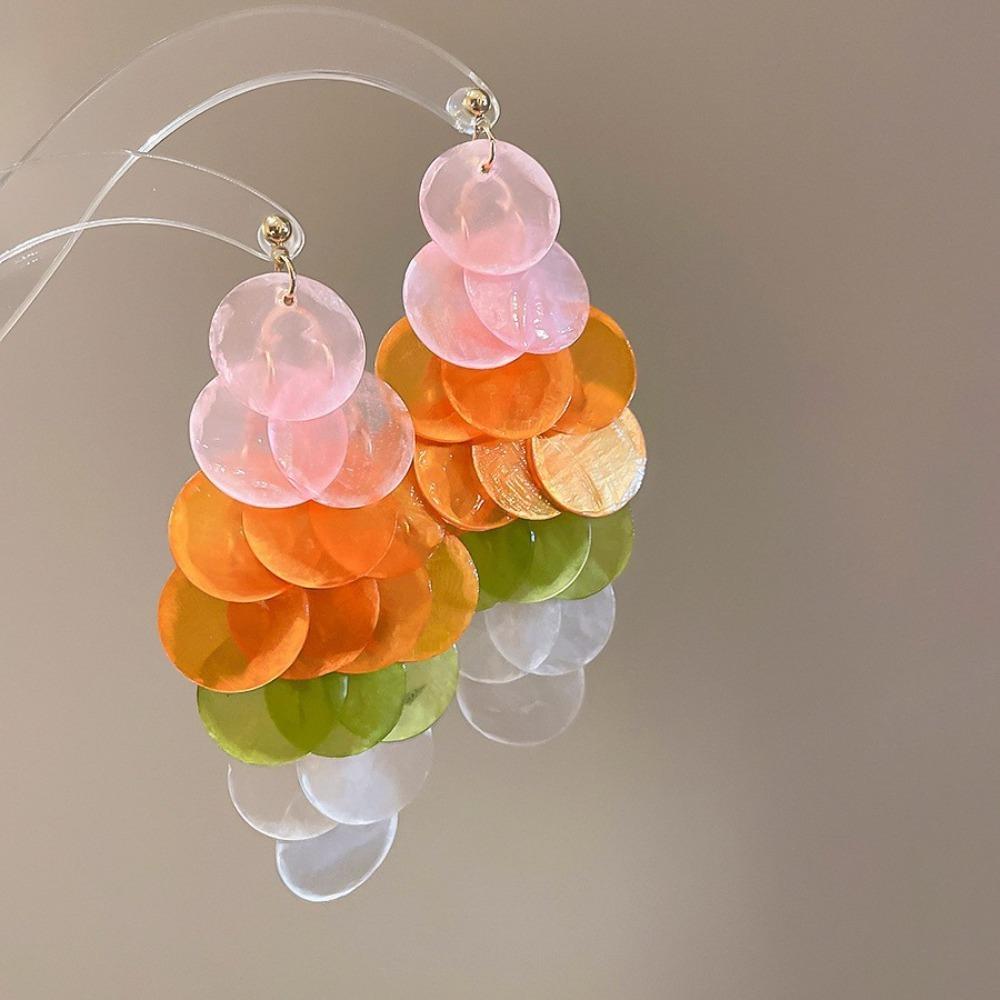Round Shell Tassel Round Dangle Earrings Vacation Style Drop Earring Women's Earrings Women