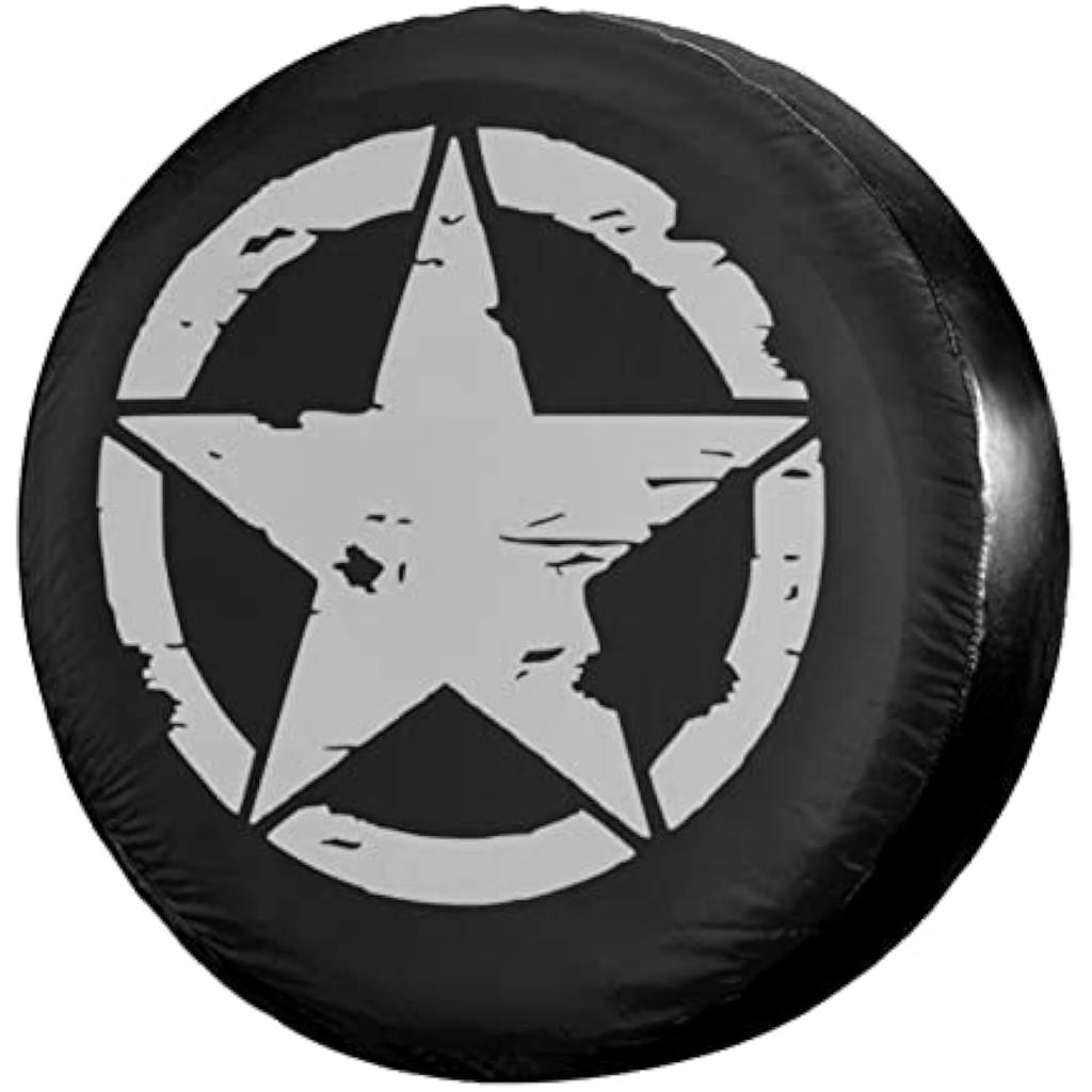 Military Tactical Star Tire Cover Polyester Dust-Proof Protector for RV SUV Truck Camper 14-17 Inch