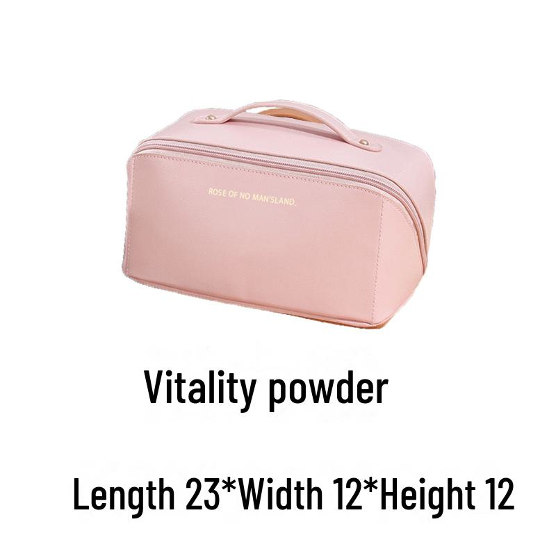 Large Capacity PU Leather Portable Cosmetic Bag for Travel and Business Trips - Perfect for Skin Care, Cosmetics, and Underwear Storage.