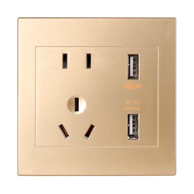 Скрытая настенная панель розеток с двумя USB-портами и пятью розетками