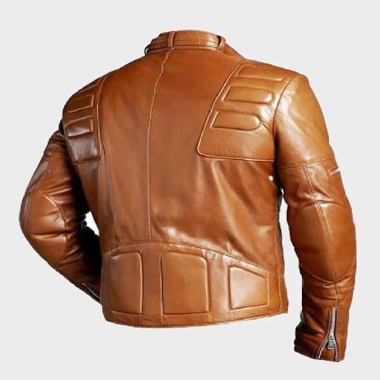 Noora Mens Brown Padded Motorcycle Leather Jacket Стильная байкерская кожаная куртка