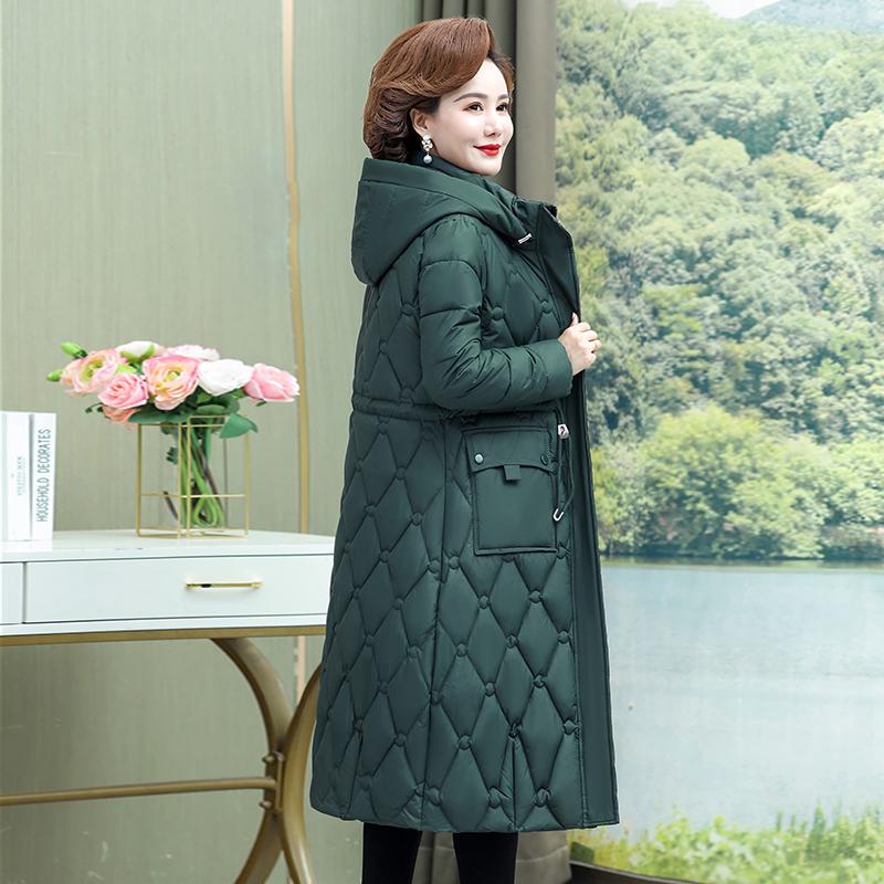 Middle Age Women's Winter Overcoat Hooded 2023 New Casual Thick Warm Long Parkas for Women Winter Jackets