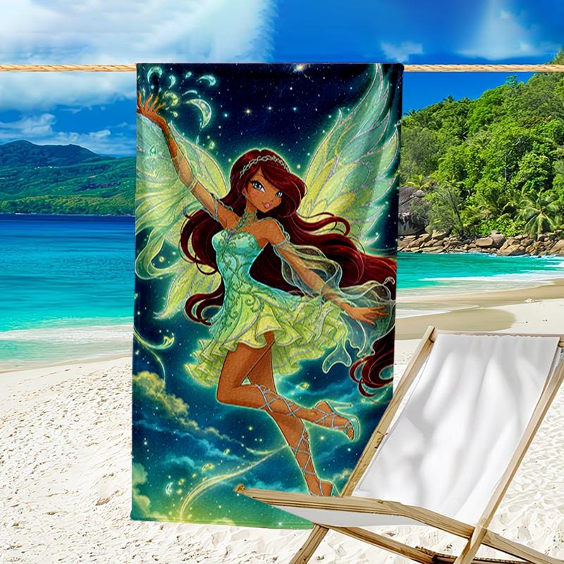 Ultra-Soft Beach Towel with Winx Club Theme,Ideal for Pool - Camping, Diving - Perfect Travel Essential, Vibrant Beach Towel.