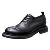 Европейские американские туфли Brock Business Casual из кожи, мужские официальные туфли в британском стиле из кожи с гравировкой на толстой подошве, увеличивающие рост