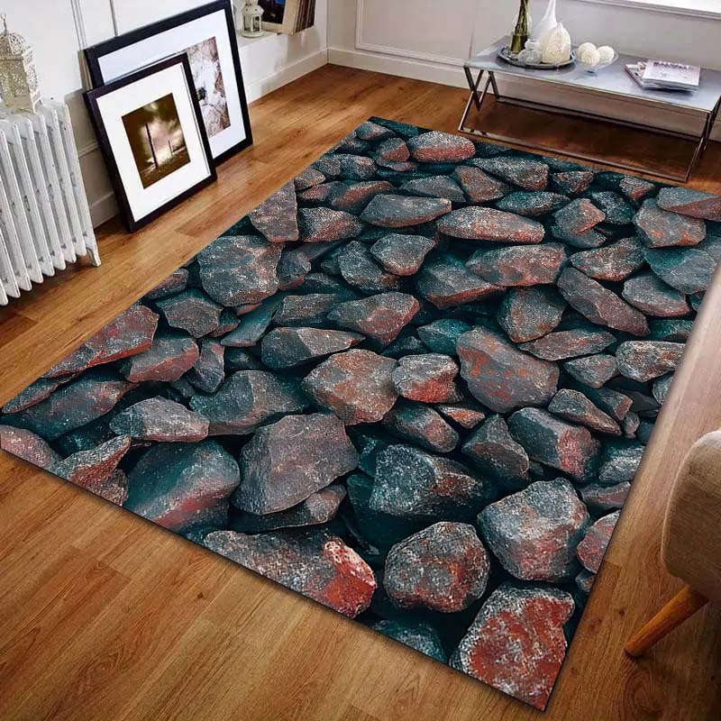 1 шт. Ковер с принтом каменных блоков для спальни, гостиной, прикроватный, под диван, напольный коврик, современный домашний декор, ковер, большой размер