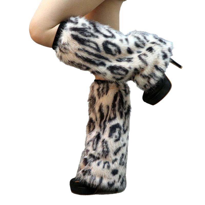 Plush Furry Leg Warmers for Women Cozy Winter Boot Toppers Cuffs Thermal Warm Fuzzy Foot Covers Footless Socks Gaiters