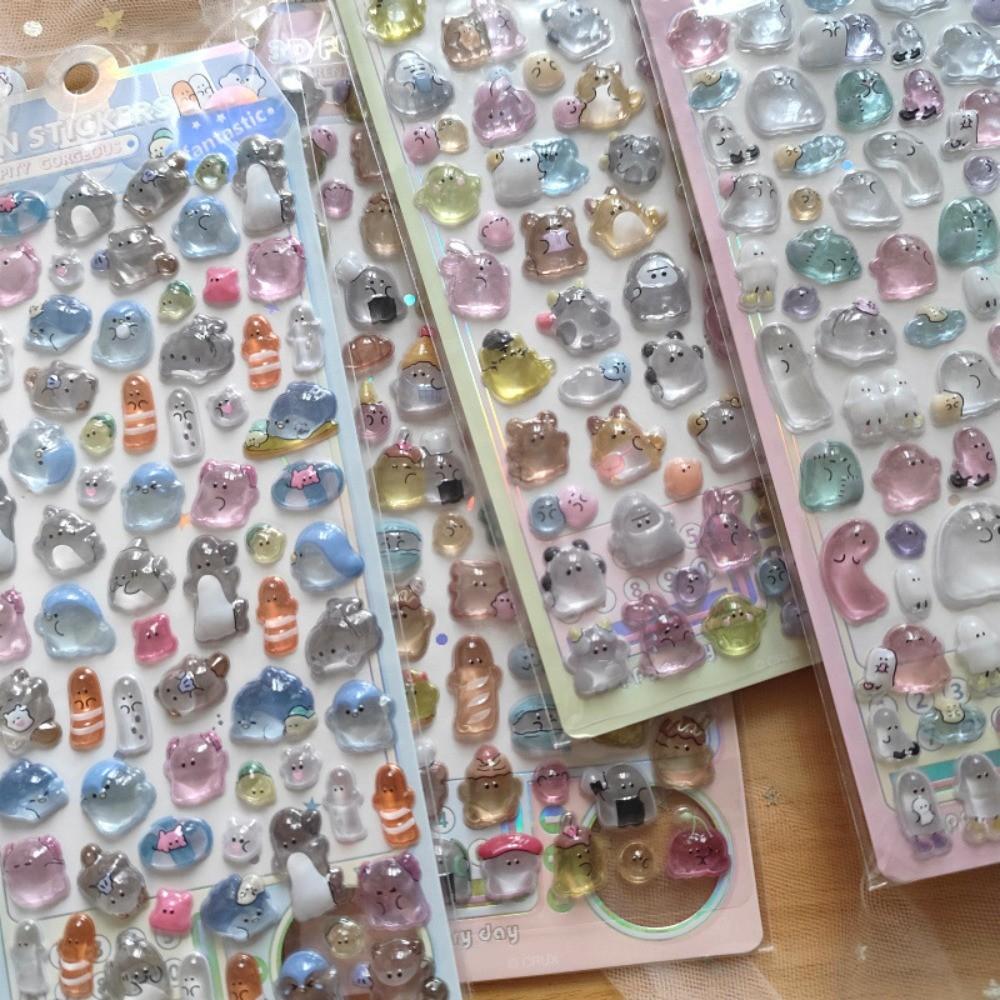 Милые 3D наклейки с привидениями, 4 шт. Кавайные мультяшные наклейки для украшения телефона и блокнота, Коллекция аниме-миров для детей