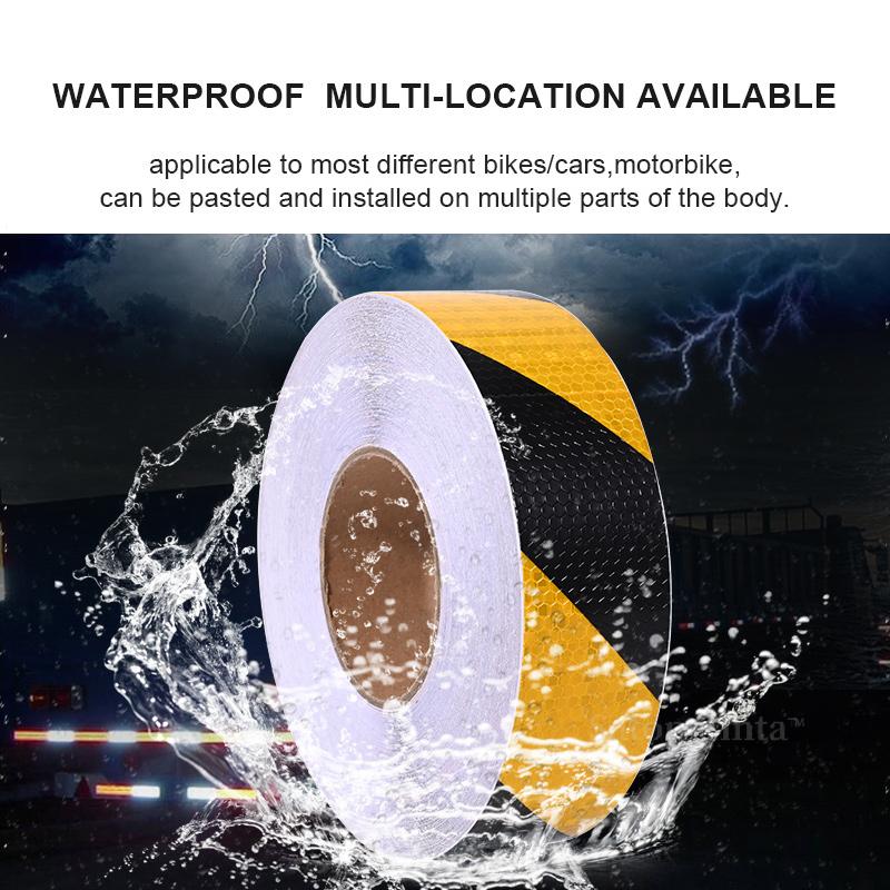5СМ*10М Светоотражающая ПВХ Лента Высокой Видимости для Дорожного Движения Водонепроницаемая Безопасная Желтая и Черная Саржа Светоотражающие Полосы для Автомобиля Предупреждающая Лента