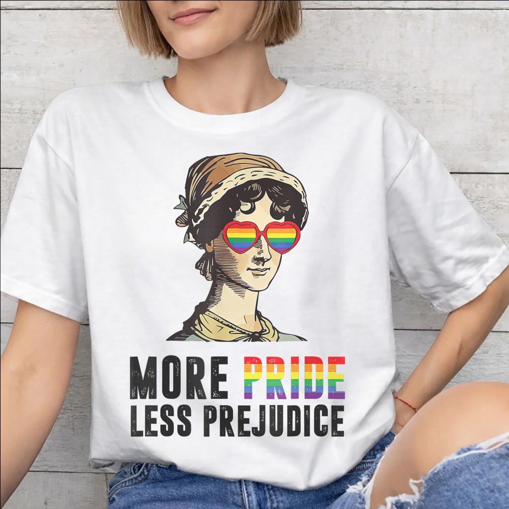 More Pride Less Prejudice Tee Shirt for Unisex Unisex Fashion T Shirts 100 Cotton Clothes