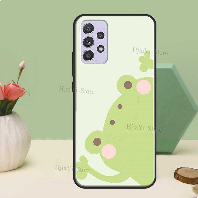Cute Green Frog Case For Samsung A54 A34 A24 A14 A51 A71 A12 A22 A32 A52 A72 A73 A33 A53 A13 Back Cover