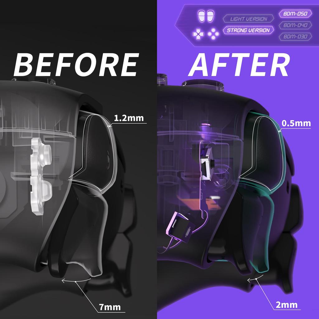 EXtremeRate Strong Version Hole Clicky Kit V2 для контроллера PS5 Custom Micro Switch L2R2 Clicky Hair Trigger Kit и тактильная мышь с кнопкой L1R1 Face