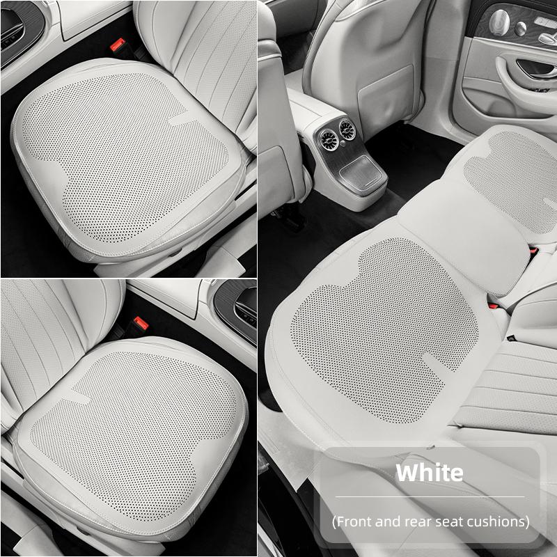 Four-Season Universal Car Seat Cushion Pu Leather Protective Pad Perforated Breathable Integrated Half-Cover Front and Rear Seat Cover Car Interior
