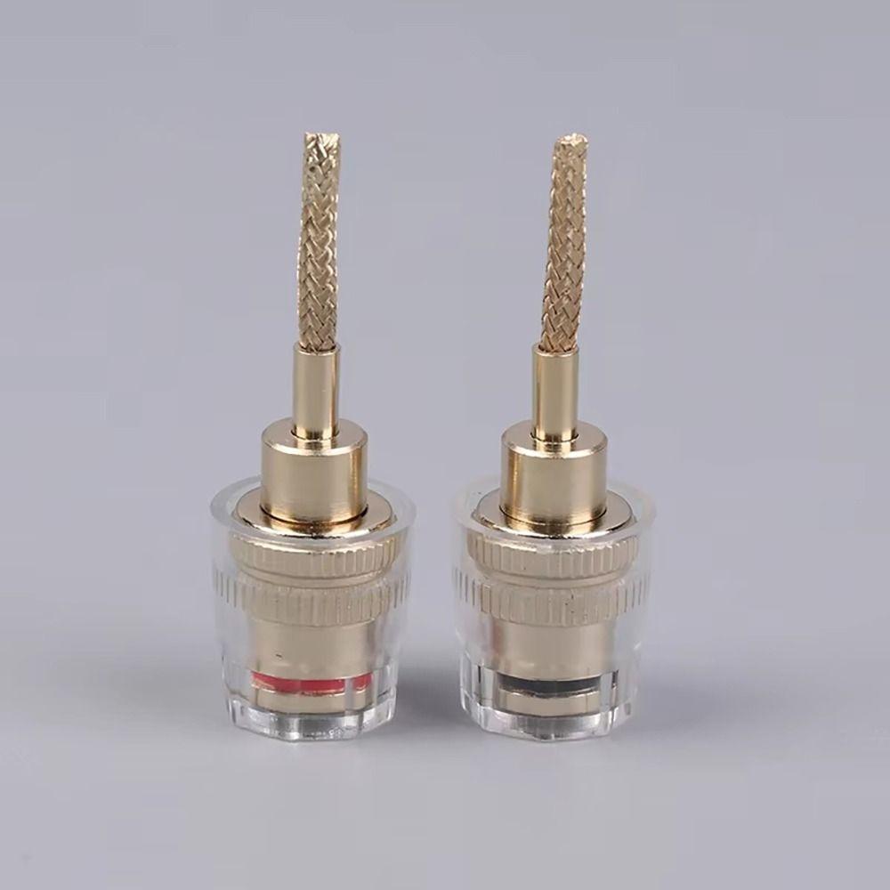 1Pair Copper Banana Plug Adapter 24K Gold Plated Speaker Cable Connector for Speaker Terminals