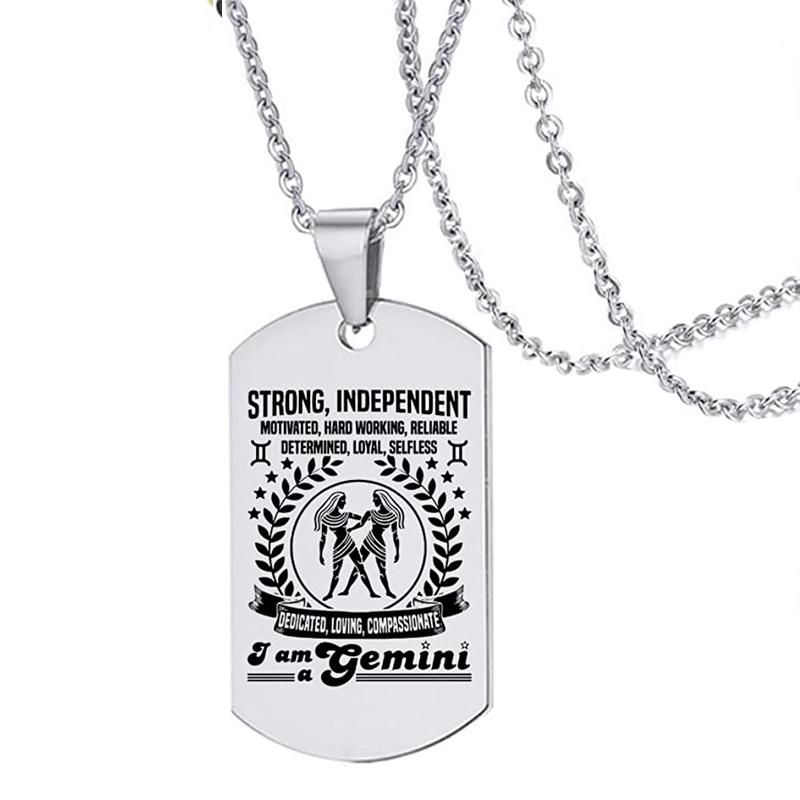Zodiac Personalised Necklace 12 Constellation Stainless Steel Astrology Pendant Necklace